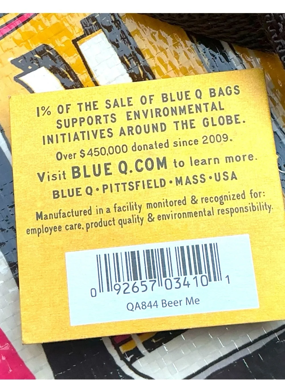 NWT Blue Q BEER ME Huge Market  Shopper Beach Party Tote Adult Humor Recycled